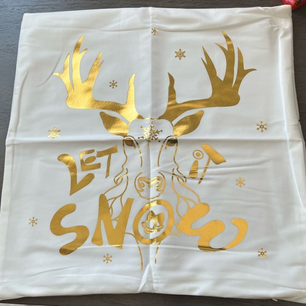 Set of 4 Gold Hot Stamped Christmas pillow covers by Cipon